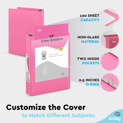 Enday 1 Inch Binder (6 Pack - Grey) 3 Ring Binder 1 inch with Clear View Cover and 2 Inside Pocket - for Letter Size 8.5 x 11'' Paper, Ideal for School Supplies, Office, and Home