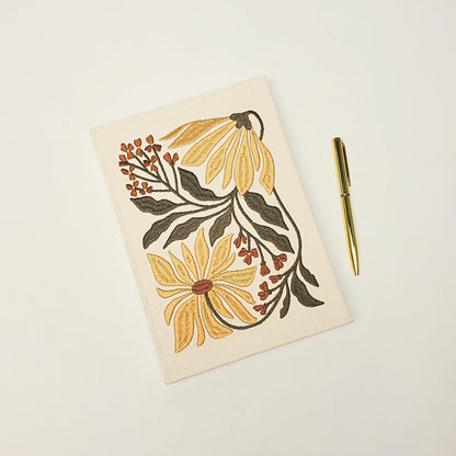 Lady Jayne Embroidered Canvas Hardcover Journal with 192 Lined Pages, 6” x 8.5” – Flower Market Poppy (83289)