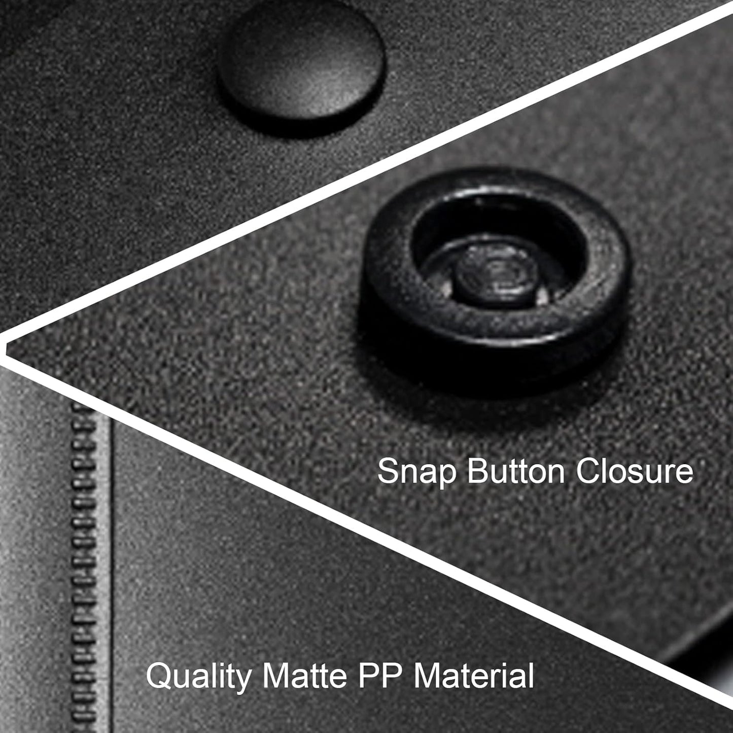 VANRA Vertical File Folders Poly Filing Envelope Plastic Project Folder with Snap Button Closure for A4 Letter Size Paper (Pack of 5, Black)