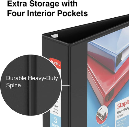 Staples Heavy-Duty 2-Inch D-Ring View Binder, Reinforced Spine, Holds Up to 450 Sheets, Gray, for Office & School