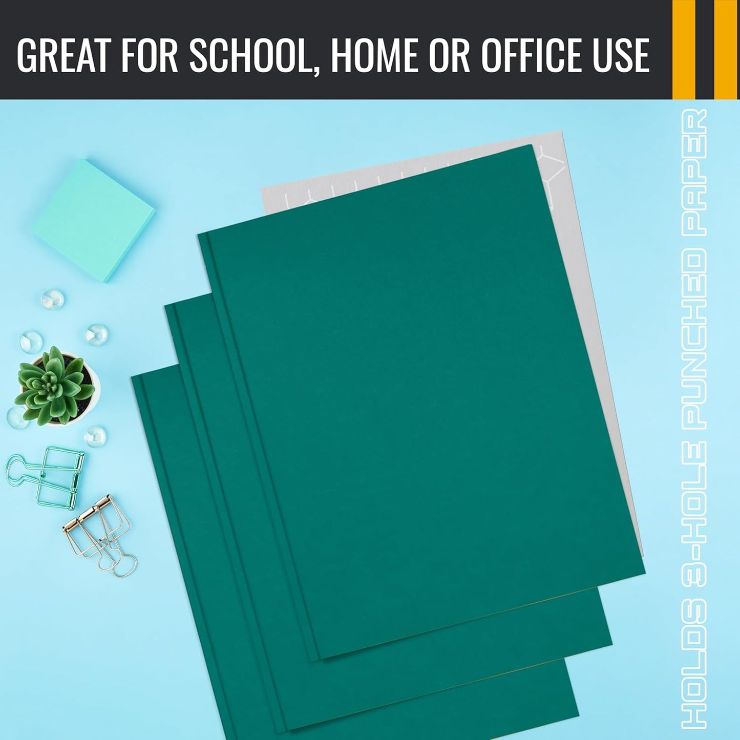 Better Office Products Blue Paper 2 Pocket Folders with Prongs, 50 Pack, Matte Texture, Letter Size Paper Folders, 50 Pack, with 3 Metal Prong Fastener Clips, Blue