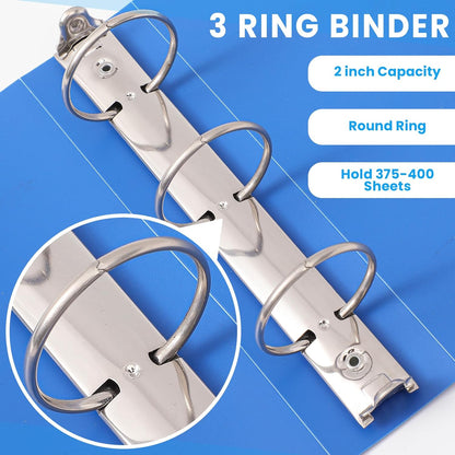 Henoyso 6 Pcs 2 Inch Mini 3 Ring Binders with Clear Front View Cover, Round Ring Blue A5 Binders Bulk Pack for School Office, Holds up to 490 Sheets, 5.5 x 8.5 Paper Half Letter Pages Organizer