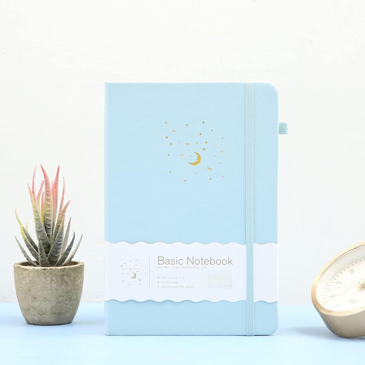 CAGIE Journal Notebook for Women Men, Hardcover Lined Notebooks Journals for Writing Work Journaling Note Taking Diary with Pen Loop (Black Ruled), Gifts, 5.7" x 8.3", 196 Pages