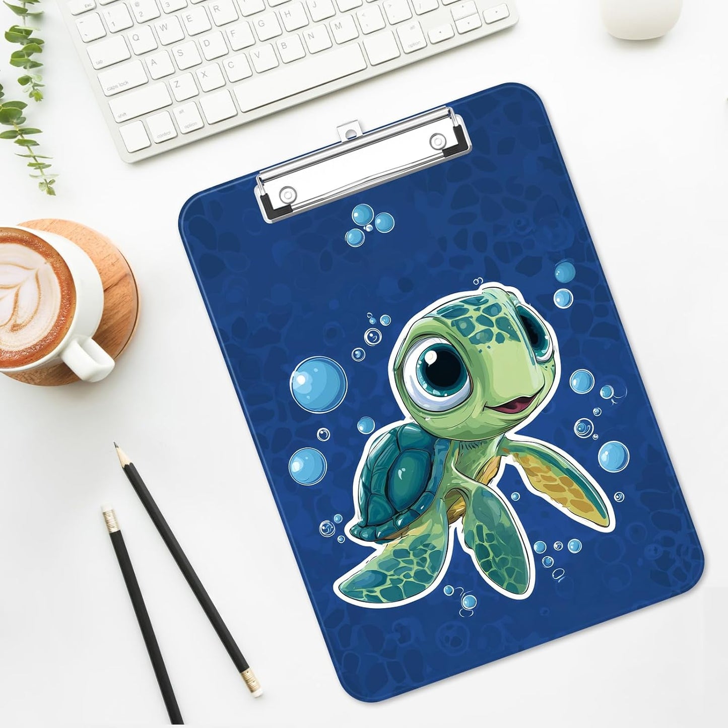 Plastic Cute Clipboard Low-Profile Metal Clip, A4 Letter Size 9 x 12.5 in, 8.5 x 11 Paper Clip Board for Teachers, Nurses, Classroom,Cute Black Cats