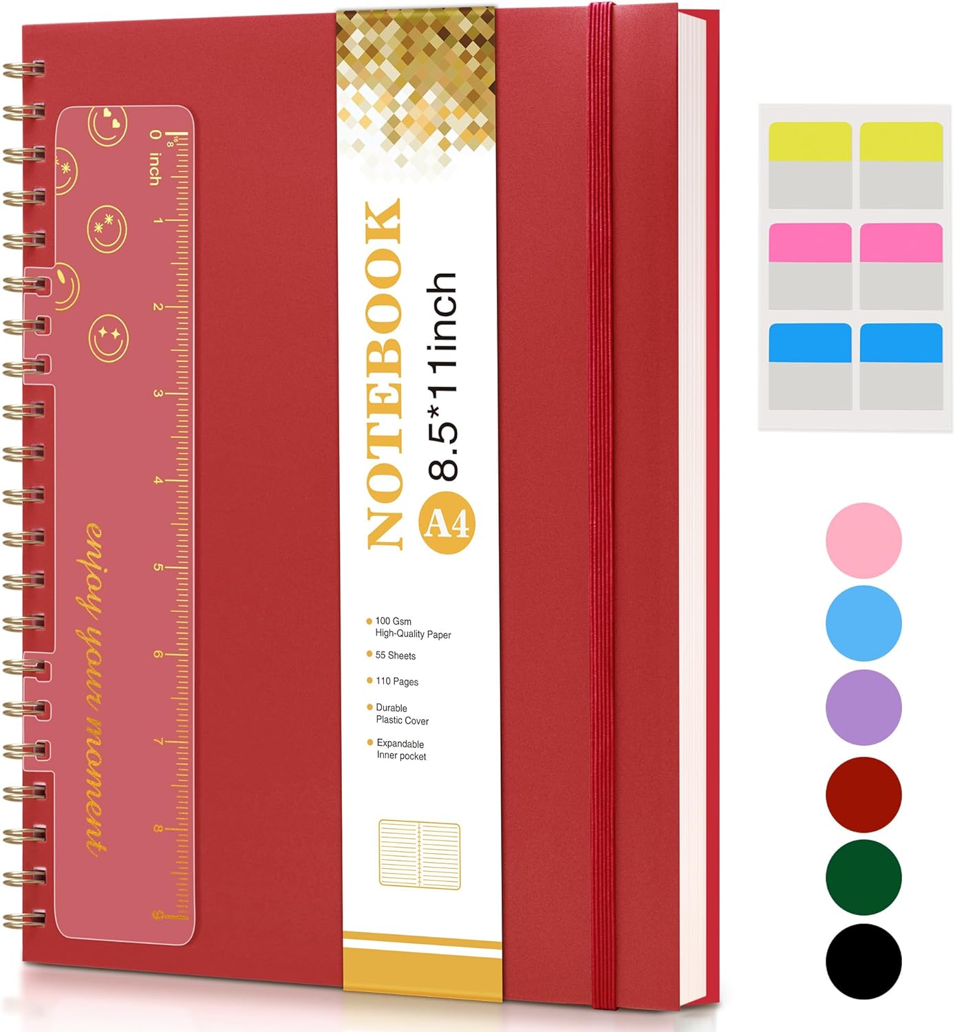 Spiral Notebook Journal 8.5” x 11”, A4 Large Pink Notebooks for Women Men, College Ruled Lined Journal, 100 GSM Paper, Plastic Hardcover Spiral Bound Journals for Work School Note Taking Business