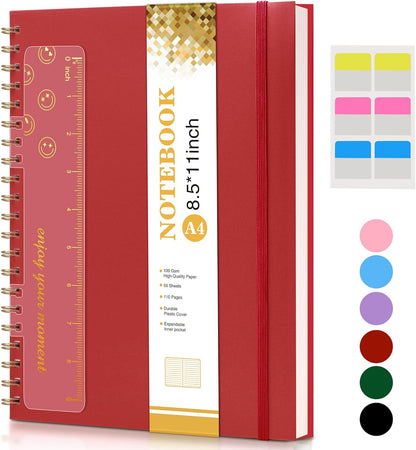 Spiral Notebook Journal 8.5” x 11”, A4 Large Pink Notebooks for Women Men, College Ruled Lined Journal, 100 GSM Paper, Plastic Hardcover Spiral Bound Journals for Work School Note Taking Business