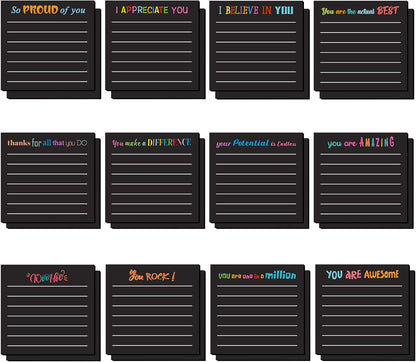 Yinder 48 Pcs Inspirational Sticky Notes Cute Motivational Sticky Notes Pad End of Year Employee Appreciation Gifts Bulk for Teacher Nurse Coworkers Office Supplies 3 x 3'' (Thank You,Dark Color)