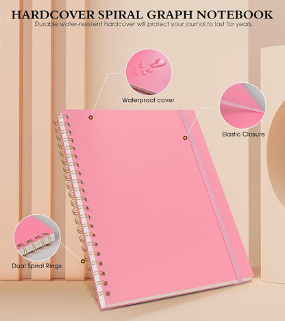 Spiral Notebook Journal 8.5” x 11”, A4 Large Pink Notebooks for Women Men, College Ruled Lined Journal, 100 GSM Paper, Plastic Hardcover Spiral Bound Journals for Work School Note Taking Business