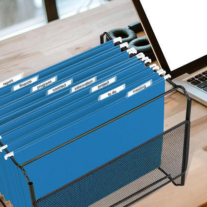 HERKKA Hanging File Folders, 30 Pack Reinforced Letter Size Hanging Folders, Designed for Bulky Files, Filing Cabinet, 1/5-Cut Adjustable Tabs (Blue)