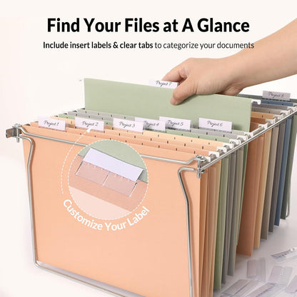 SUNEE Hanging File Folders, 25 Pack Letter Size Hanging File Folders with 1/5-Cut Tabs, Ideal for Home and Office Organization and Papers Classification, Bright Neon Pink