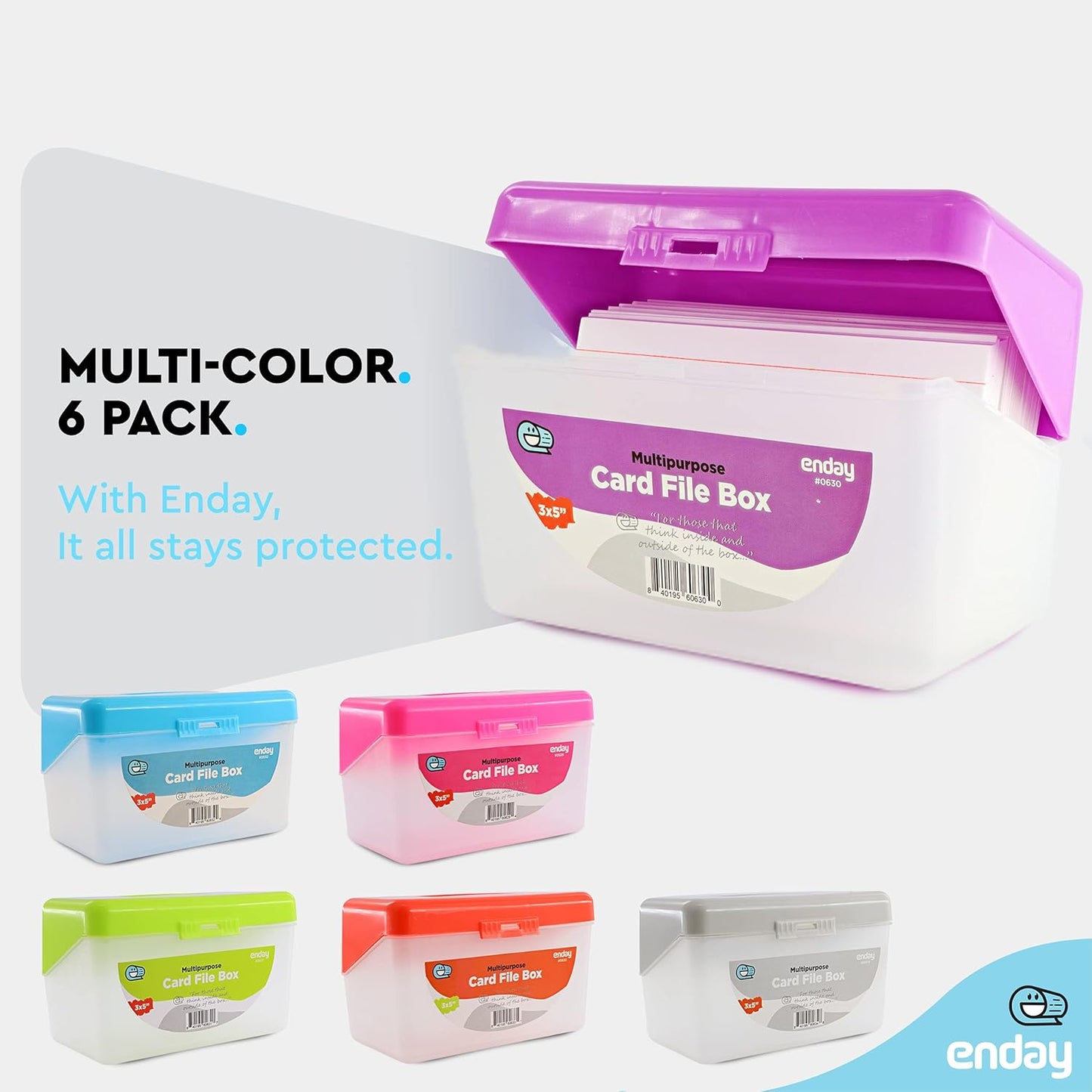 Enday Index Card Holder Pink, 3x5 Note Flash Card Organizer Case, Index Card File w/flip top, Notecard Recipe, Holder, Holds 250 Cards, Also Available in Purple, Red, Green, Blue, Grey (1 PC)