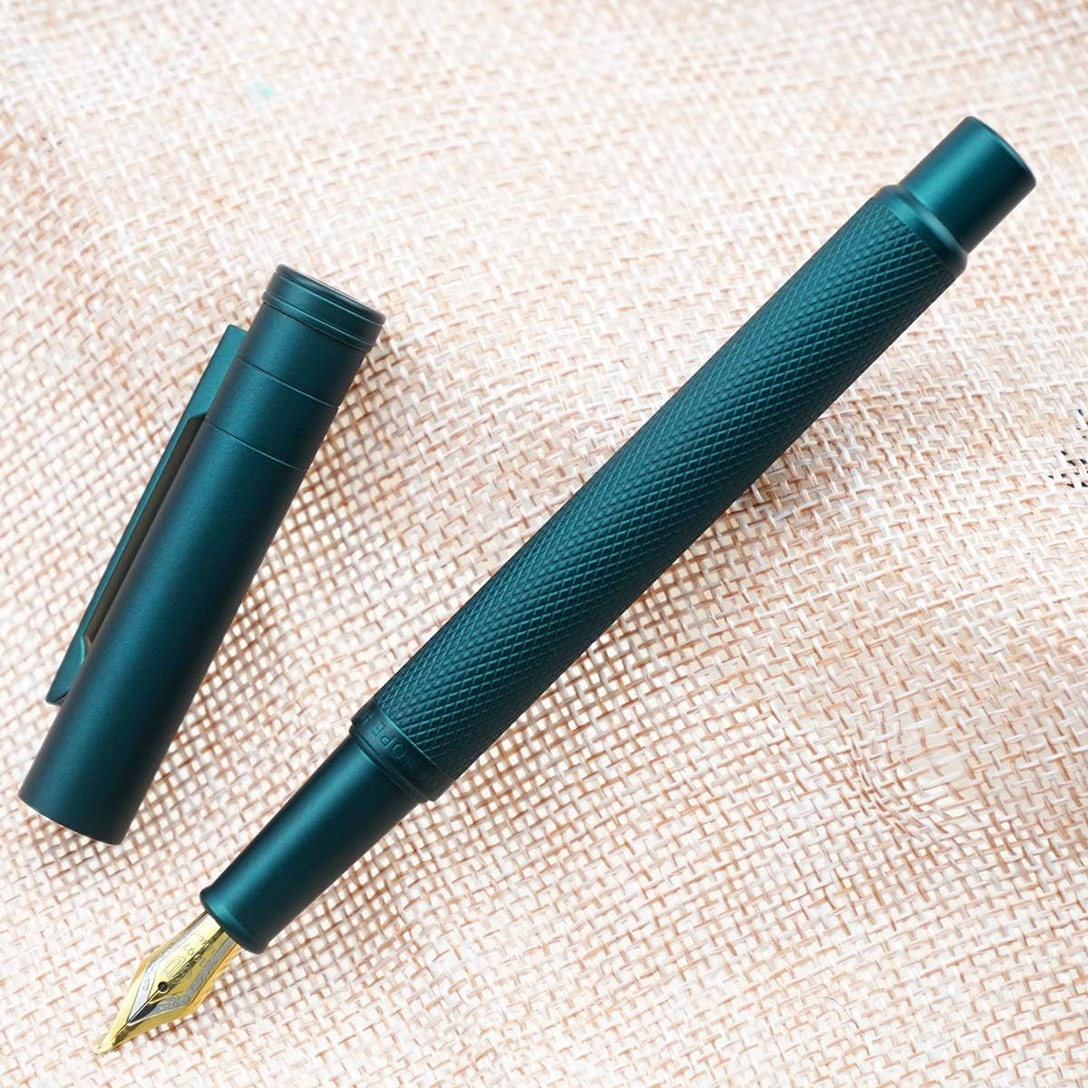Hongdian Matte Black Forest Rollerball Pen with Schmidt Black Ink Refill, Classic Design with Metal Case for Business Signature