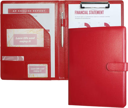 Clipboard Folder Padfolio A4, Mymazn Writing Portfolios Faux Leather Clipboards with Cover for Legal Pad Holder Letter Size 8.5 x 11 for Business Conference Notepad Clip Board (Gray Green)