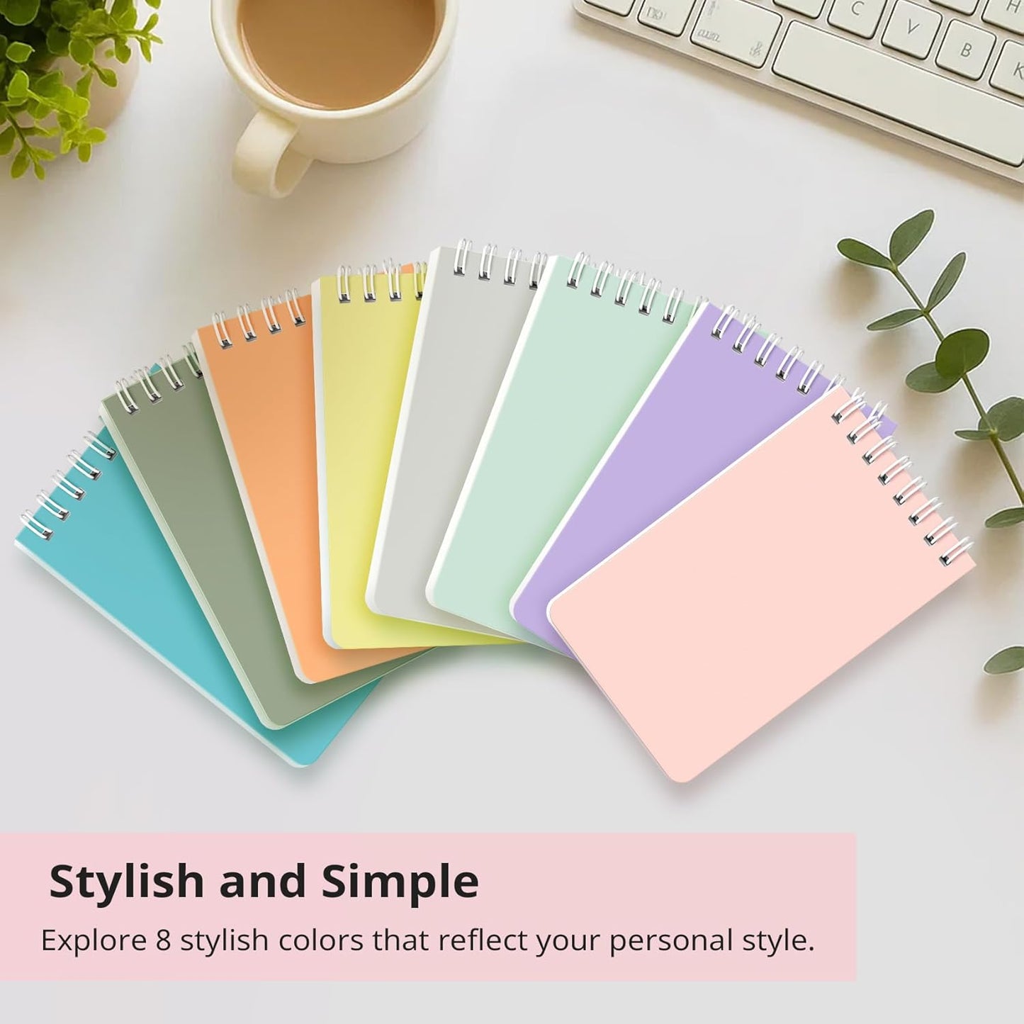 Taja Pocket Small Notebook 3" x 5", Set of 8 Mini Little Spiral Notebook, Nursing Notepad, Perfect for Work, School, Office, Nurse, Travel - Neutral