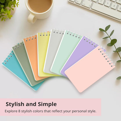 Taja Pocket Small Notebook 3" x 5", Set of 8 Mini Little Spiral Notebook, Nursing Notepad, Perfect for Work, School, Office, Nurse, Travel - Neutral