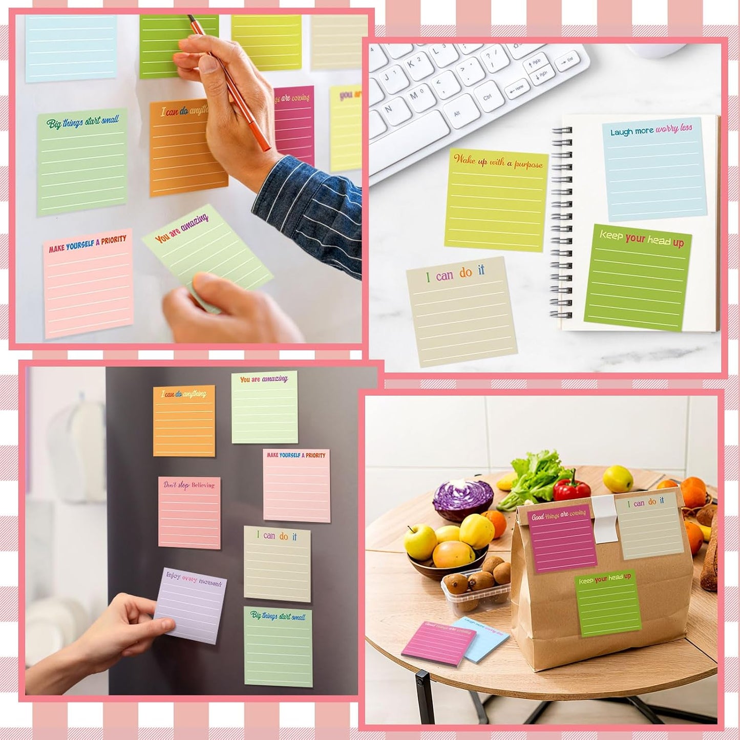 Yinder 48 Pcs Inspirational Sticky Notes Cute Motivational Sticky Notes Pad End of Year Employee Appreciation Gifts Bulk for Teacher Nurse Coworkers Office Supplies 3 x 3'' (Thank You,Dark Color)