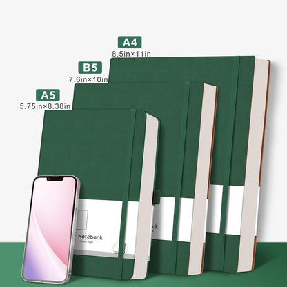 AHGXG Graph Paper Notebook - Grid Paper Notebook Large A4 8.5''×11'', 320 Pages Thick Journal, 100gsm Thick Graph Paper, Leather Softcover, Inner Pocket - Black