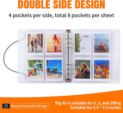 A5 3-Hole Round Ring Binder, Refillable Notebook Journal Folder, Binder Protector/DIY Scrapbook/Binder Cover Protector (Purple)