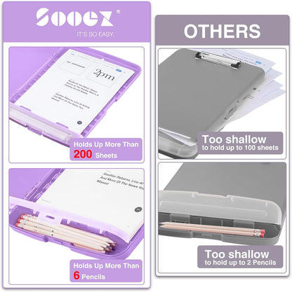Sooez Clipboards with Storage, High Capacity Clip Boards 8.5x11 with Storage, Heavy Duty Nursing Clipboard Folder, Plastic Clipboard with Pen Holder for Women Teachers Work, School & Office Supplies