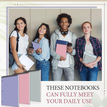 MotiMind 10 Pack 8.5" x 11" Top Spiral Notebook with 3 Hole Punched Morandi Colors Legal Pads College Ruled Notepad 50 Sheets Hard Cardboard Paper Wirebound Notepad for Office School Business