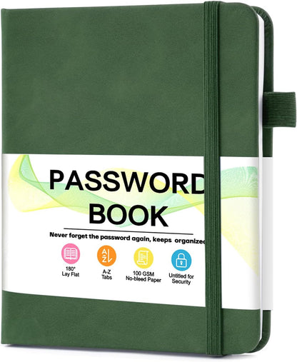 MOSA BEAR Password Keeper Book with Alphabetical Tabs，4.3"x5.7" Small Password Books for Seniors Password Notebook for Internet Website Address Log in Detail（Dark Blue）