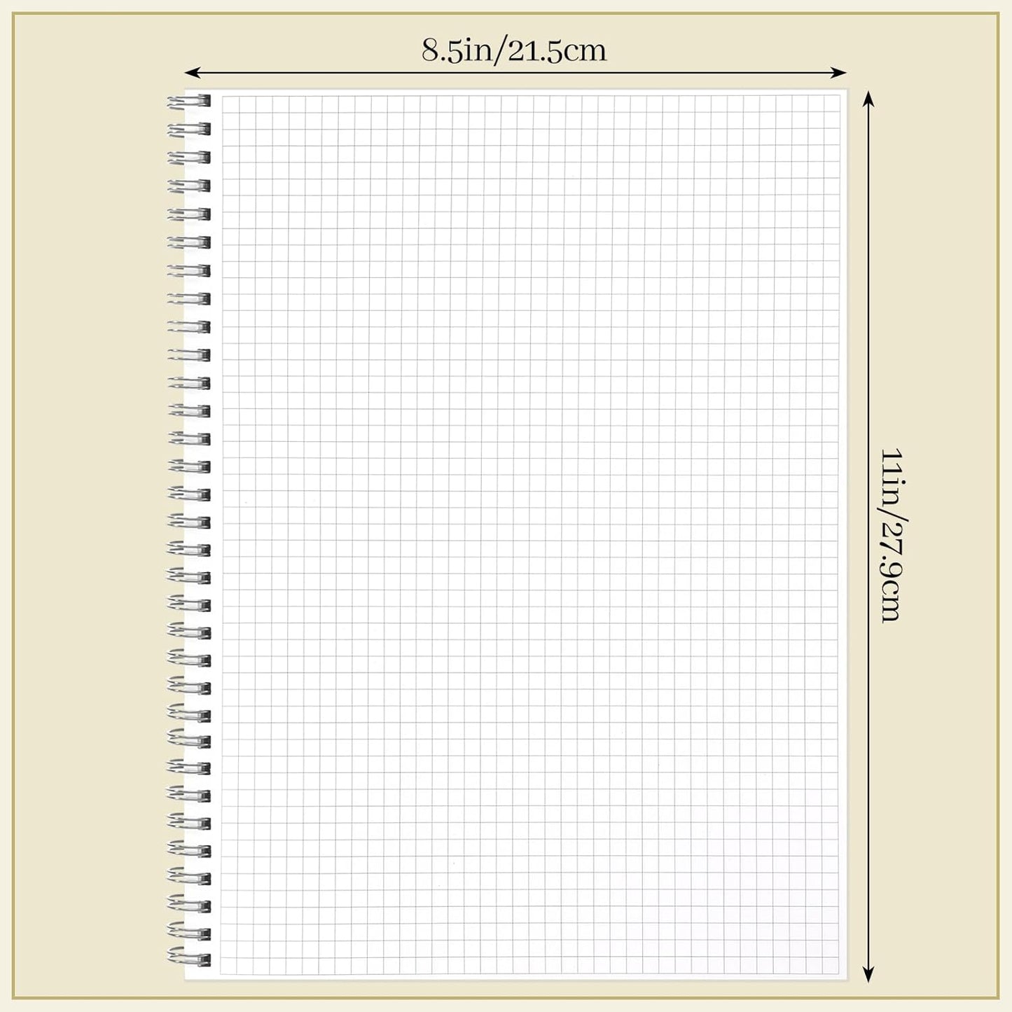 BESARME 2PCS 80 Sheets Large Graph Paper Spiral Notebook 8.5" × 11", A4 Graph Paper Notebook College Ruled Spiral Notebooks for School Office