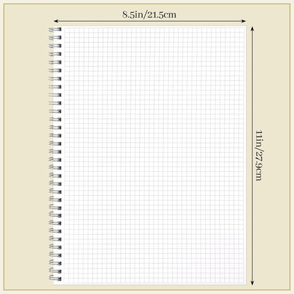 BESARME 2PCS 80 Sheets Large Graph Paper Spiral Notebook 8.5" × 11", A4 Graph Paper Notebook College Ruled Spiral Notebooks for School Office