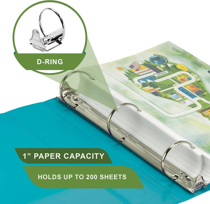 Samsill Plant-Based 2 Inch Durable Round Ring, View Binder, Eco-Friendly, USDA Certified Biobased, Single, Turquoise