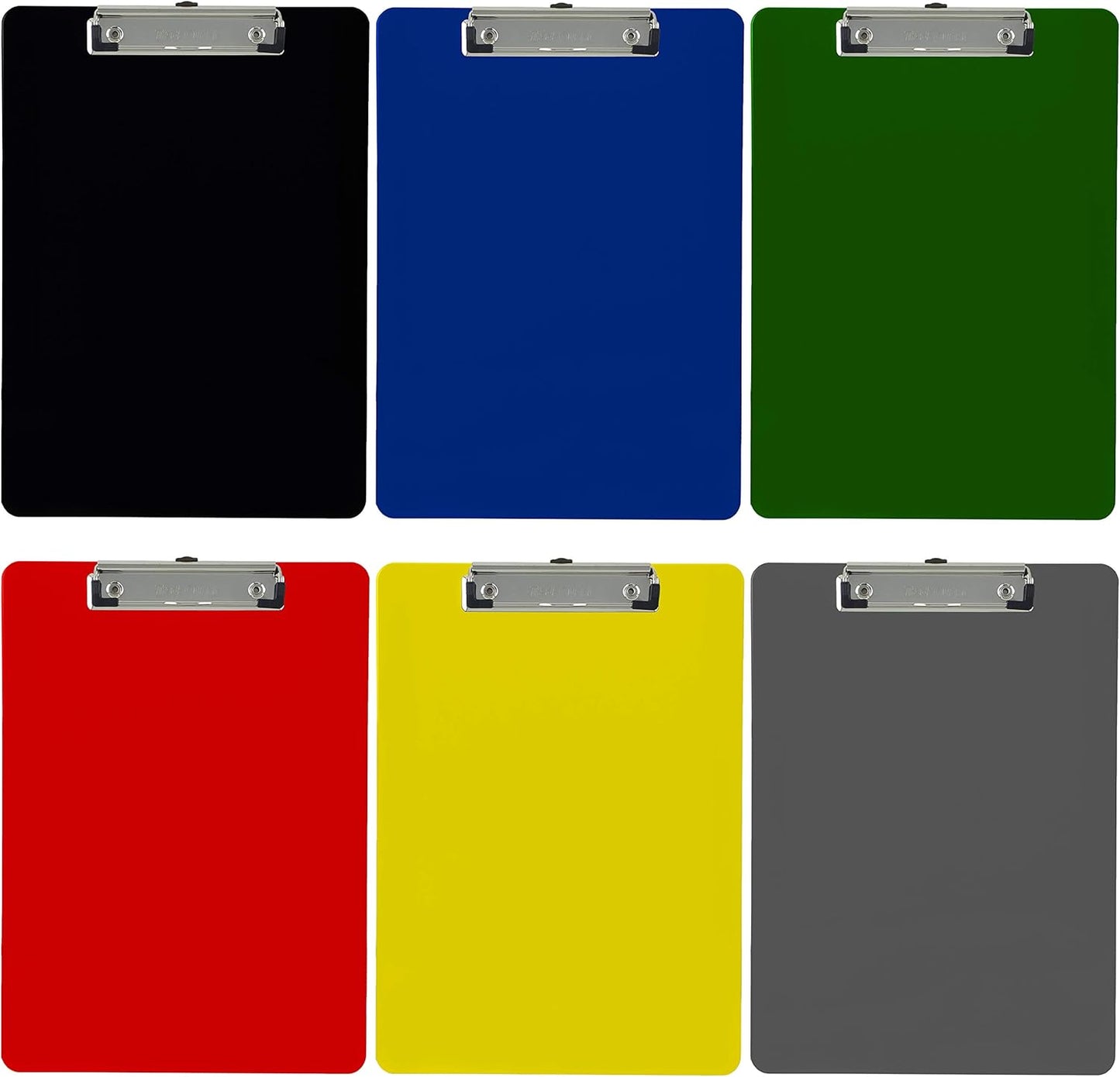 Trade Quest Plastic Clipboard Opaque Color Letter Size Low Profile Clip (Pack of 6) (Black)