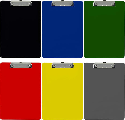 Trade Quest Plastic Clipboard Opaque Color Letter Size Low Profile Clip (Pack of 6) (Black)