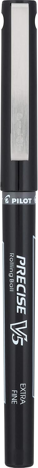 Pilot Precise V5 RT Refillable & Retractable Rollerball Pens, Extra Fine Point Pens 0.5 mm, Black, Pack of 6 - Ideal for School, Journaling & Office Writing