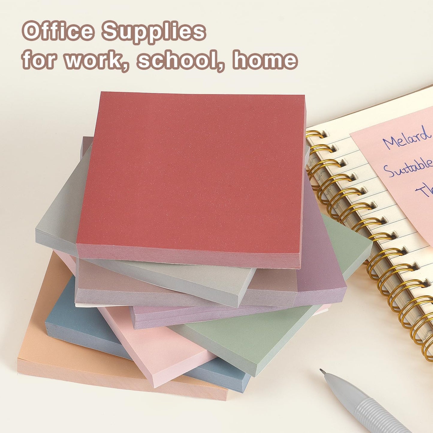 Osboo Sticky Notes 3x3 Self-Stick Notes Pads with 8 Morandi Colors, Easy to Post for Office, School, Home, 8 Pads/Pack, 80 Sheets/Pad