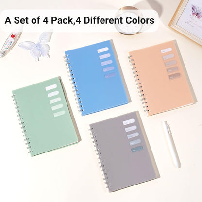 Yoment 4 Pack A5 Spiral Notebooks - 5.7x8.25 Hardcover Spiral Bound Notebook Journal, 160 Pages College Ruled, for Writing, Note Taking, Journaling, Study (Multicolor)