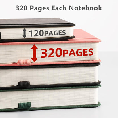 AHGXG 8.5''×11'' Notebook College Ruled - Large A4 Notebook Lined Journal - 320 Pages Thick Journal for Writing, 100gsm Thick Paper, Leather Softcover, for Work School - Black