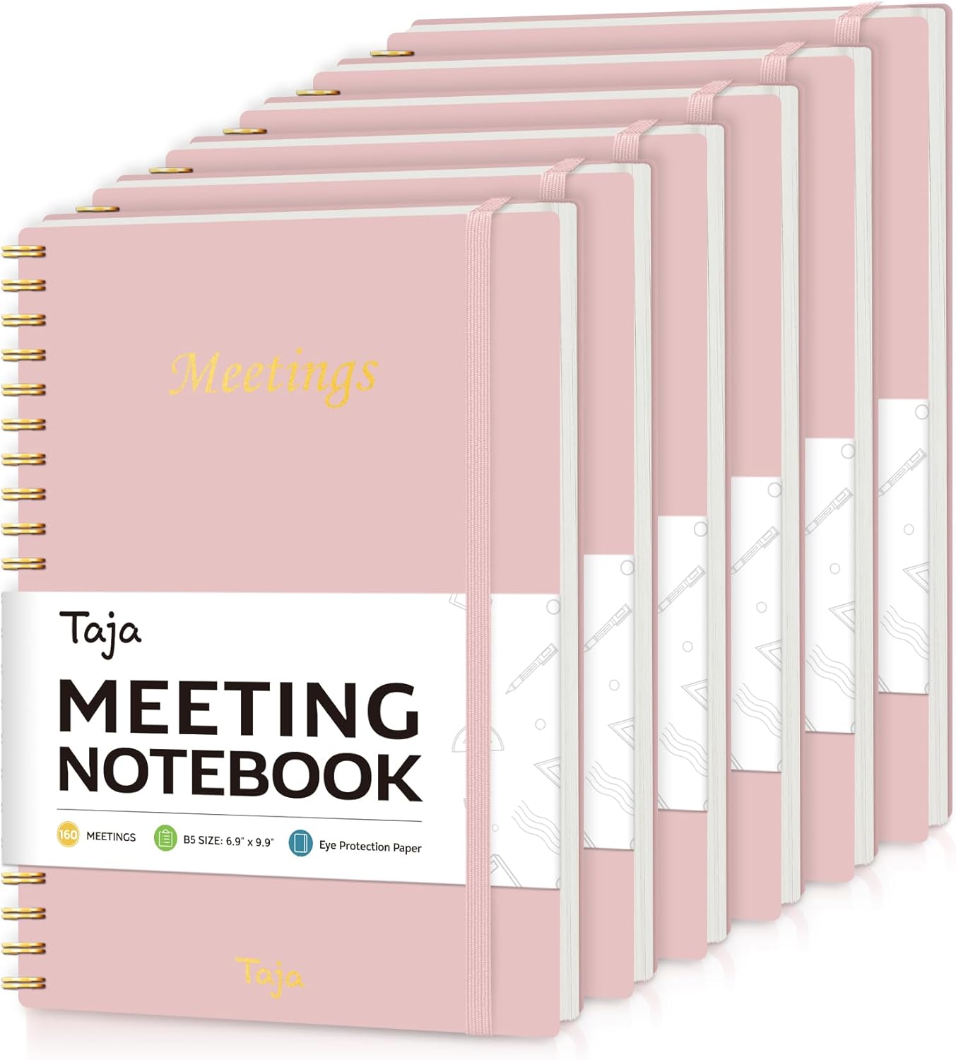 Taja Meeting Notebook for Work Organization - Work Planner Notebook with Action Items, Agenda Planner for Note Taking, 160 Pages (6.9" X 9.9") Project Organizer for Men & Women - Blue