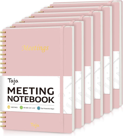 Taja Meeting Notebook for Work Organization - Work Planner Notebook with Action Items, Agenda Planner for Note Taking, 160 Pages (6.9" X 9.9") Project Organizer for Men & Women - Blue