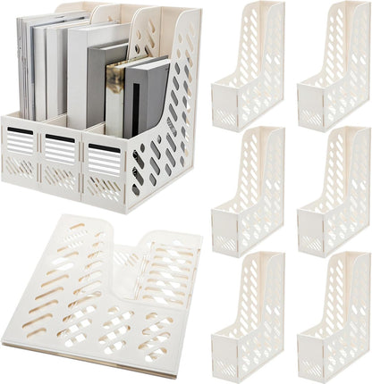 Glenmal 6 Pcs Plastic Magazine File Holder Collapsible Vertical Magazine Rack Holder Desk Folder Organizers Binder for Home Office School Desktops Aesthetic Storage Accessories(Black)