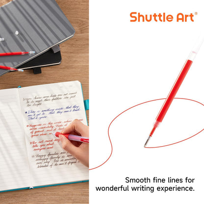 Retractable Gel Pen Refills, Shuttle Art 30 Pack Black Rollerball Gel Ink Pens Refills, Bulk Set, 0.7mm Fine Point for Writing Journaling Taking Notes School Office Home