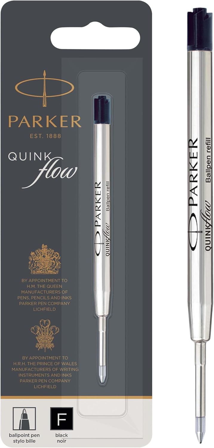 Parker Refill for Parker Ballpoint Pens, Fine Conical Tip, Black Ink