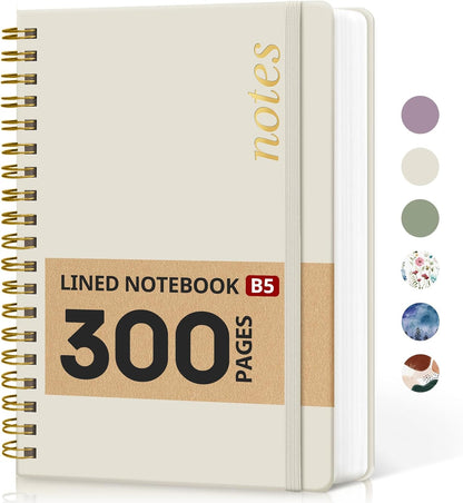 Lined Spiral Notebook Journal for Work, 300 Pages Thick B5 (7.1"x10") College Ruled Journal for Women & Writing, Hardcover Notebook for Note Taking, Perfect for Office Home School Supplies, Purple