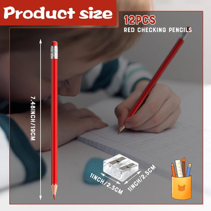 12 PCS Green Pencils with Eraser, Pre-Sharpened HB Pencils for Writing & Drawing, School Supplies for Kids Homework, Tests, Art Crafts & Teacher Grading (Green)