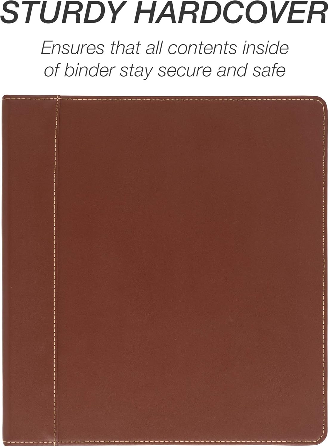 Samsill 1 Inch 3 Ring Binder, Leather, Black with Contrast Stitching, 8.5X 11 Inch, 3 Rings, Notebook Binder, Portfolio Organizer, Planner, Journal