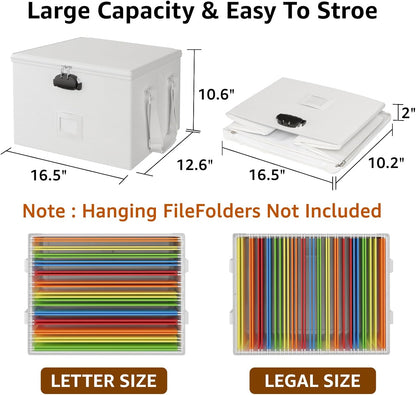 ROSONG Fireproof Document Box File Organizer - Portable Locking Filing Storage Box with Handle Waterproof for Hanging Letter/Legal Folder Important Document