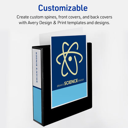 Avery Heavy-Duty View 3 Ring Binder, 3" One Touch EZD Rings, 670-Sheet Capacity, 3.5 Inch Wide Spine, Great for Home, School Supplies, Office, or Organization Needs, 1 White Binder (79193)