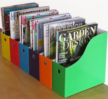 Evelots Magazine File Holder - Set of 24 Multi Color - Office Desk Organizer - Sturdy Cardboard - New Upgraded Double Front Panel for More Stability - Full 4 Inch Wide - Easy Assemble