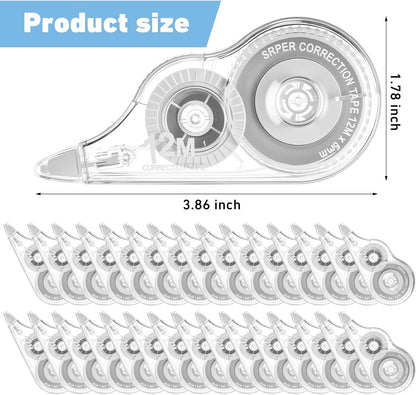AmazingSpark 100 Pcs White Correction Tape Bulk, 39.4 Ft, Tear-resistant Easy to Use Applicator for Instant Corrections for School Office Note Taking Journal (Tape Width 0.2 in, Clear)