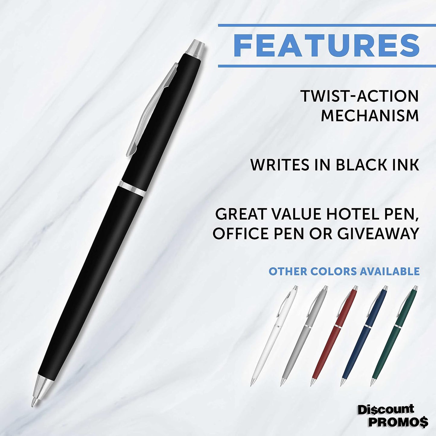 Personalized Langham Ballpoint Pens, Set of 10/50/100 by DISCOUNT PROMOS - Black Ink, Great for Office, Business, Tradeshows - Black
