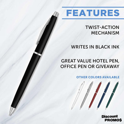 Personalized Langham Ballpoint Pens, Set of 10/50/100 by DISCOUNT PROMOS - Black Ink, Great for Office, Business, Tradeshows - Black