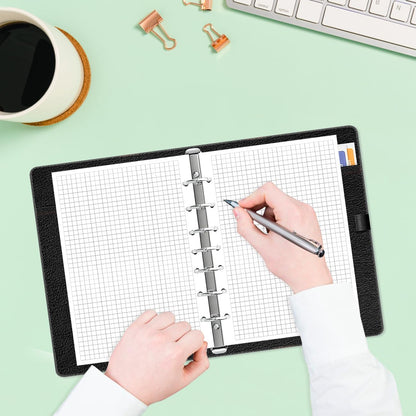 A5 Grid Refill Paper, 6-Hole Graph Paper, 100Sheets / 200Pages Loose-Leaf Grid Paper, 100gsm White Paper, 5.8" x 8.3 "