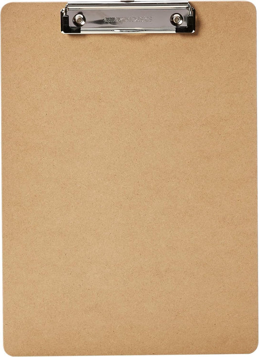 Amazon Basics Hardboard Office Clipboard, Low-Profile, Letter Size, 9" x 12.5", Brown, 6-Pack